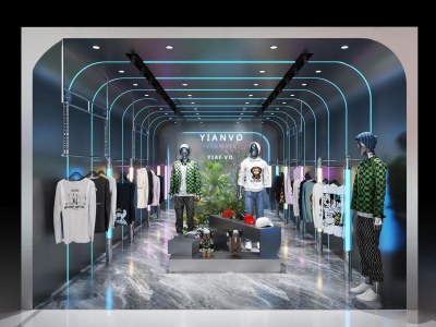 现代男装服装店3D模型下载